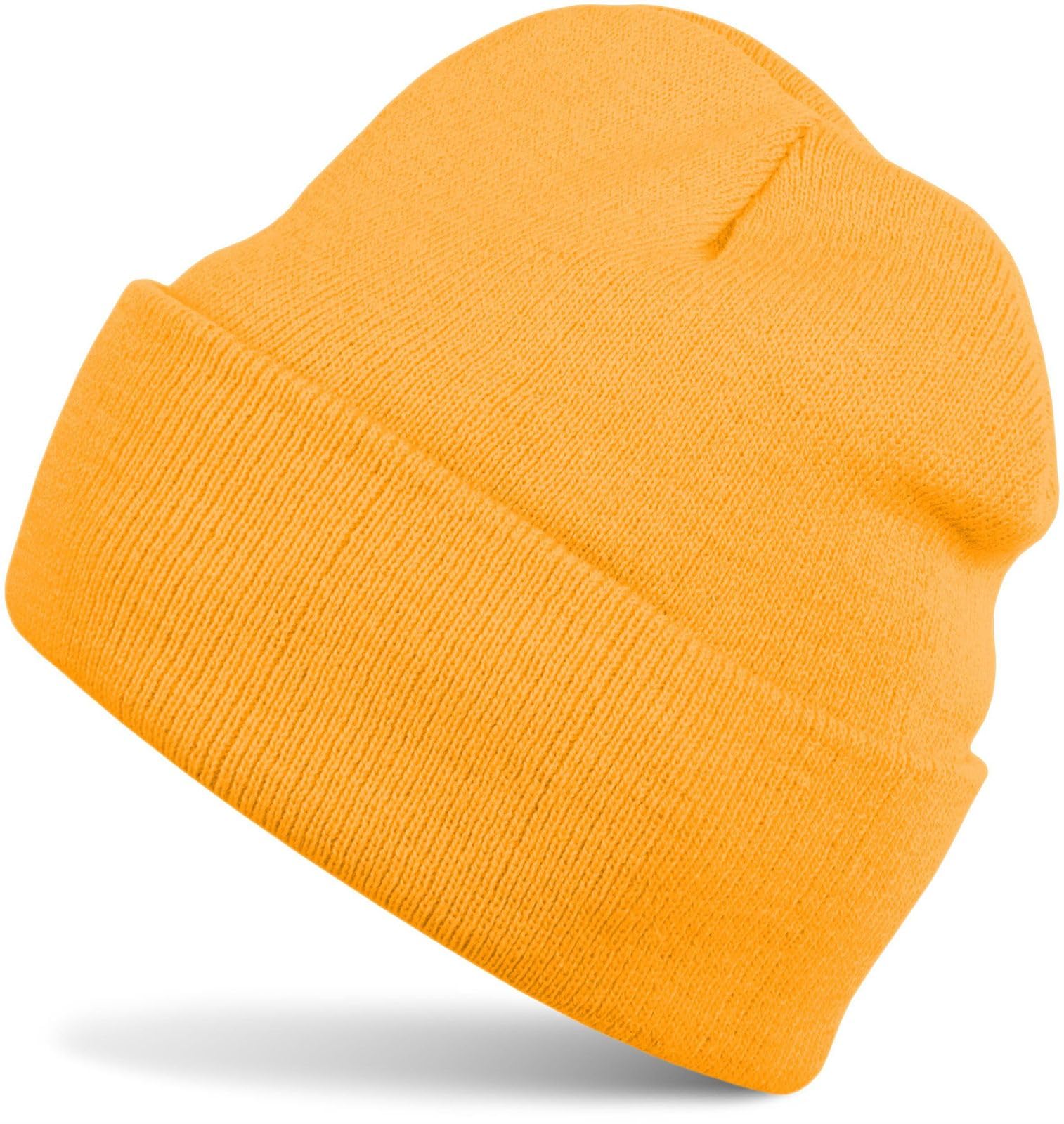 styleBREAKER Kids Knit Beanie with Wide Brim, Double-Layer Hat for Ages 2-5 04024030, Colour:Gold Yellow