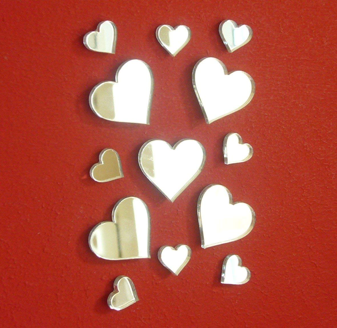 Super Cool Creations Heart Mirrors 10 x 2cm x 2cm Heart Mirrors Pack of 10