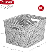 Curver My Style Rattan Effect Set of 3 Large Storage Baskets 18 L Light Grey view 4