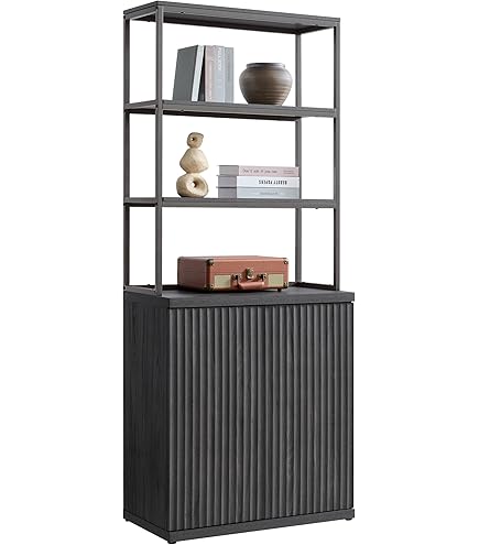 billboard book shelf 　ミッドグレー Amazon.com: SICOTAS Book Shelf Fluted Bookshelf 71