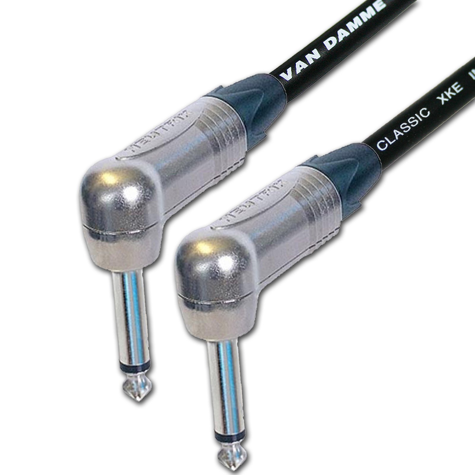 Designacable 1m Custom Length Silver Solder Right Angle FX Patch Lead Cable - Black