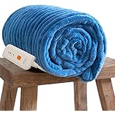 GOTCOZY Electric Blanket Heated Throw 50''X60''- Ribbed Faux Fur Heated Blanket with 4 Heating Level & 3 Hour Auto Off Heating Blanket, ETL&FCC Certified Machine Washable(Blue Moon)