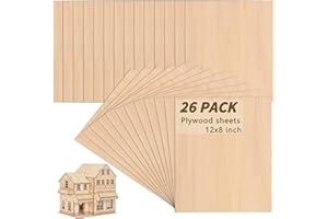 26 Pack Basswood Sheets for Crafts, SIJDIEE 12 x 8 x 1/8 Inch Balsa Wood Sheets, 3mm Thick Plywood Sheets with Smooth Surfaces for Laser Cutting, Drawing Painting, Wood Engraving