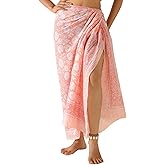 100% Cotton Sarong Coverup for Women Indian Hand Block Print Swimsuit Pareo Wrap Skirt Beach Bikini Cover Up Long (73" x 43")