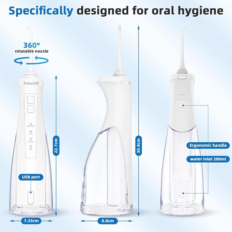 Irrigador Dental Portátil, 300 ML Water Flosser Recargable