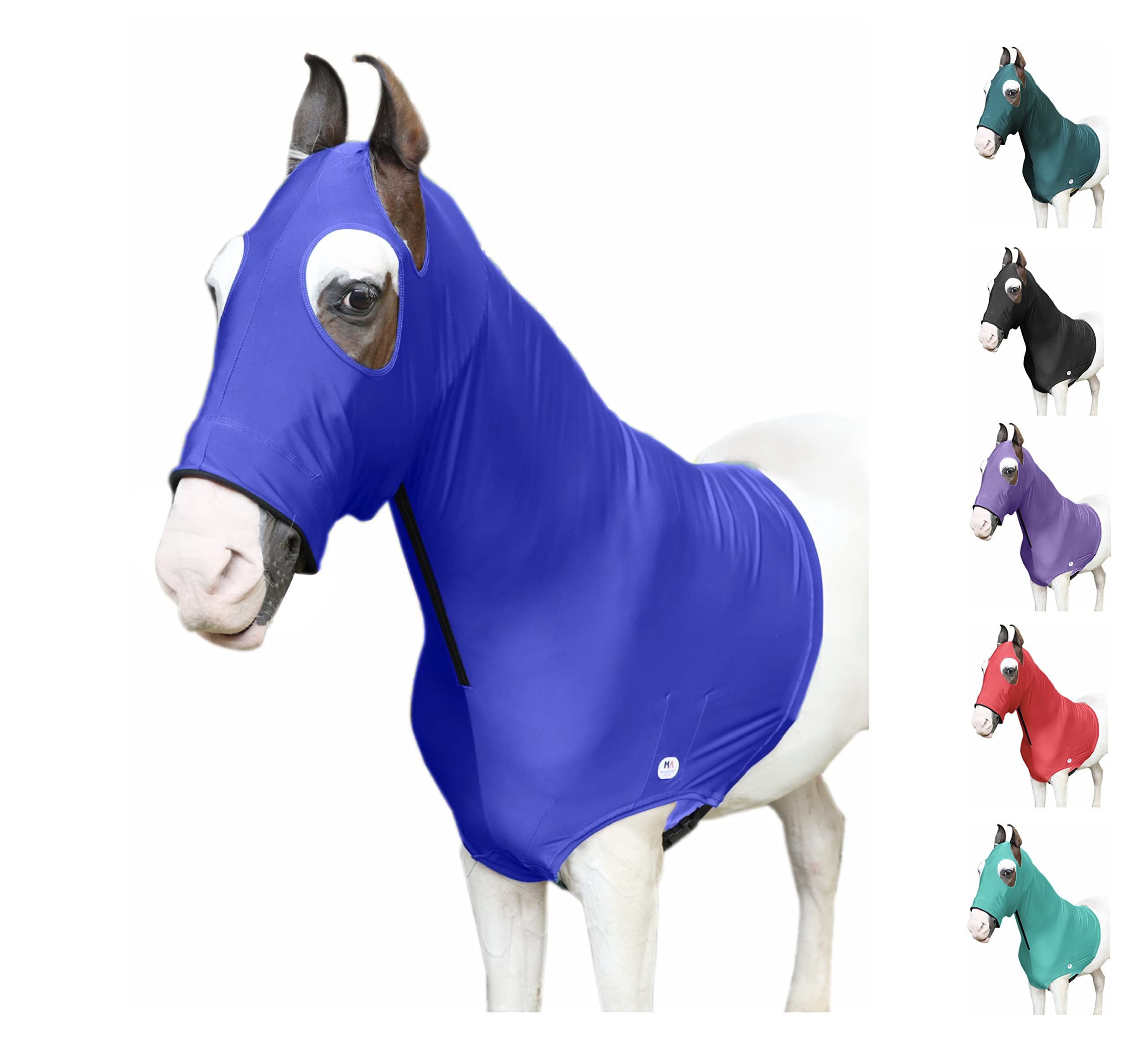 Majestic Ally Stretch Lycra Horse Hood with Zipper (Small, Royal Blue) — image 1