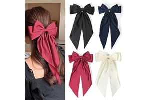 NAISIER Silky Satin Hair Barrettes Clip for Women Large Bow Hair Slides Metal Clips Hair Accessories for Women Bowknot Hairpi