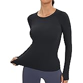 MathCat Workout Seamless Shirts for Women Long-Sleeved Yoga Running Breathable Thumb Holes Tops