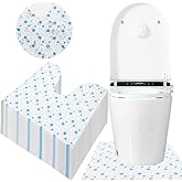 50 Pack Disposable Toilet Mats Toilet Floor Protector from Urine U-Shape Toilet Training Rug Waterproof Non-Slip Bathroom Potty Training Mats Disposable Toilet Commode Mat for Children Adult(Blue Dot)