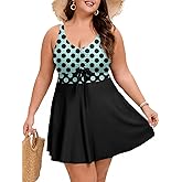 Arolina Plus Size Swimdress for Women High Waisted Tummy Control Tankini Bathing Suits Two Piece Swimsuits with Boyshorts