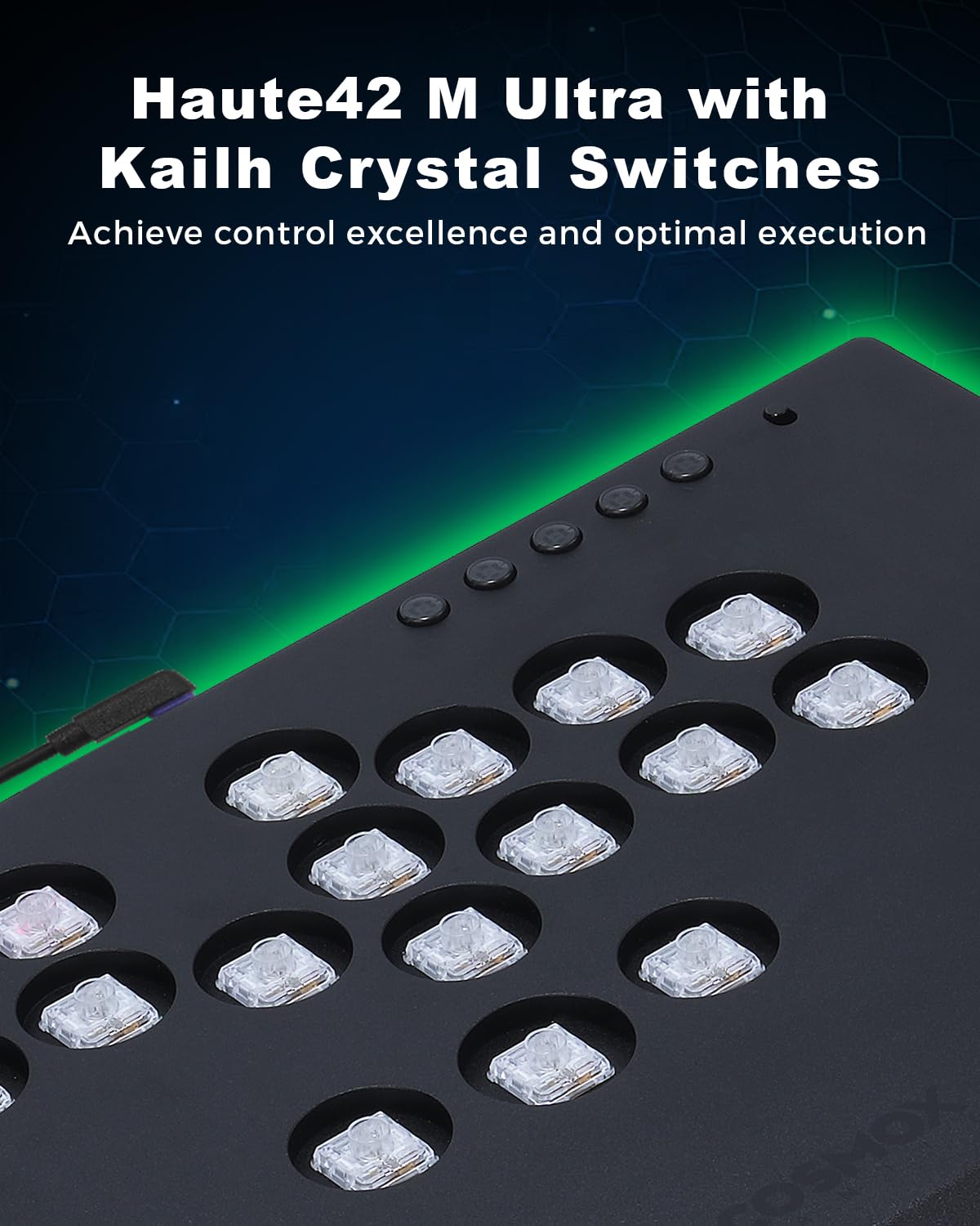 Haute42 Leverless Controller Arcade Stick: Aluminum Leverless Arcade Stick M Ultra with Lock Button & RGB Lighting, Arcade Controller Street Fight for PC/PS3/PS4/Switch Game,Low-Profile Switch Arcade Stick Support Hot Swap & SOCD