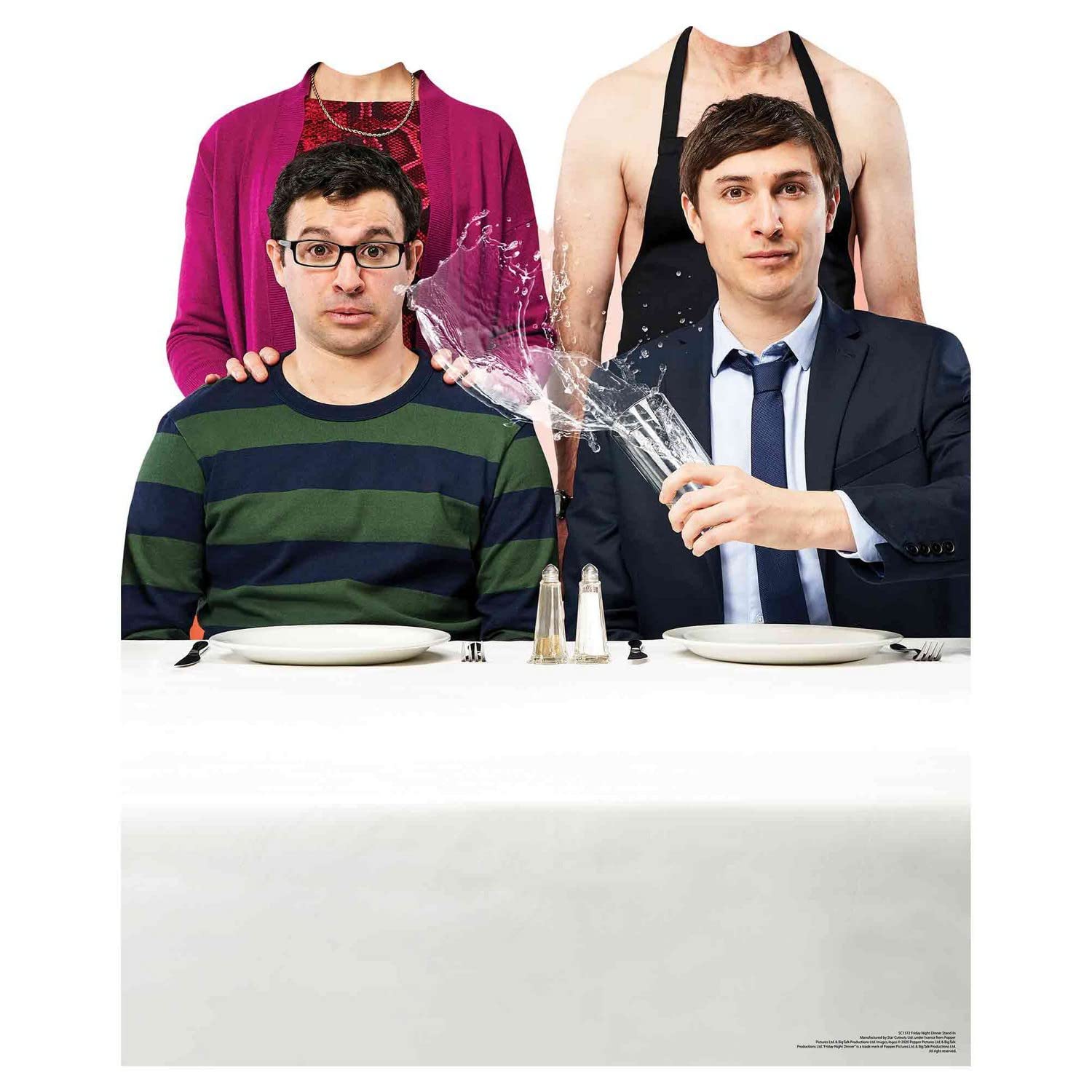 Star Cutouts SC1572 Friday Night Dinner Stand-In Jonny, Adam, Martin & Jackie Lifesize Cardboard Cutout – Hilarious Photo Prop for Parties & Fans