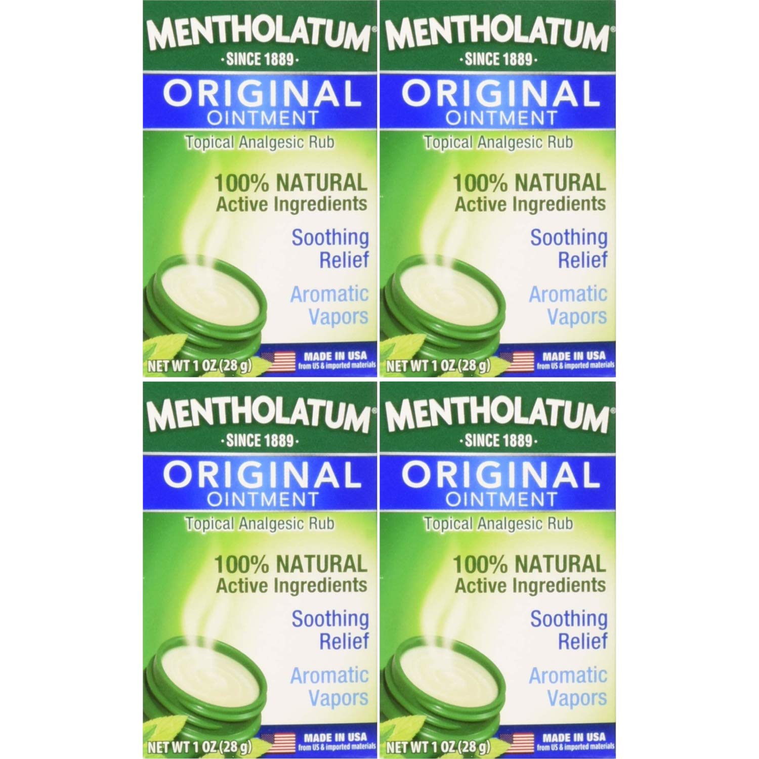 Mentholatum Original Ointment Soothing Relief, Aromatic Vapors - 1 oz (Pack of 4)