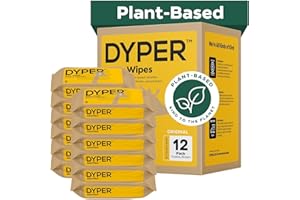 DYPER Baby Wipes Unscented (720 Count) - 99% Water-Based & Hypoallergenic Baby Wipes, Made with Plant-Based Materials, Gentle for Sensitive Skin, Fragrance & Plastic-Free Wet Wipes, 12 Pack