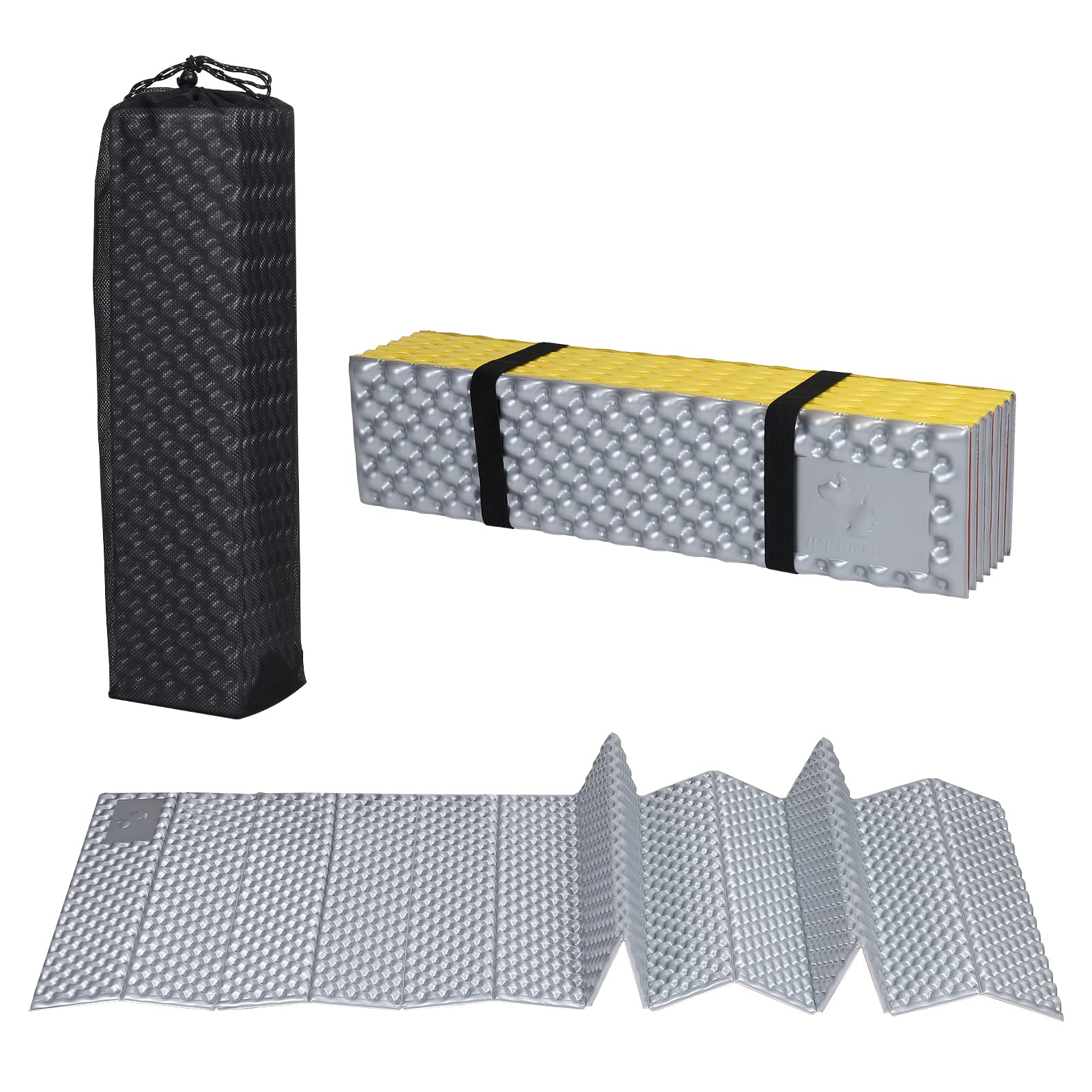 PATIKIL Closed Cell Foam Sleeping Pad, Insulated R-Value 2.1 Foldable Sleeping Pad Lightweight Sleeping Mat for Camping Backpacking Hiking Outdoor, Yellow