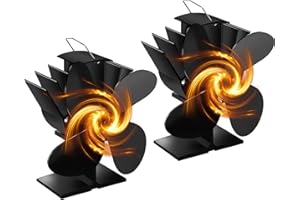 foedo Wood Stove Fan, for Wood Burning Stove/Pellet Stove, No Electric Heating Drive, Effective Circulation Warm Air, 4 Blades Cocoon Fan (Set of 2)