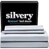 Silvery Restcool™ Silver Infused Bed Sheets Set - Award-Winning Self-Cooling Fabric for Hot Sleepers with Self-Cleaning Silvery Technology™ That Stays Fresh 3X Longer (Gray, Queen)