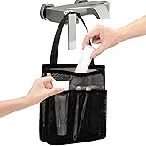 famichan Portable Mesh Shower Caddy, Gym Travel Camp Dorm Room Essentials for College Student Boy Girl, Bathroom Shower Bag - Black