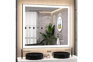 SMIROR 40x36 Vanity Mirror with Lights, Matte Black Framed LED Lighted Bathroom Mirrors for Wall, Front and Backlit, Dimmable, Anti-Fog, Memory, Shatterproof, ETL Listed (Horizontal/Vertical)