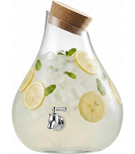 Amazon.com | 4 Gallon Raindrop Glass Beverage Dispenser with Cork Lid: Iced Beverage  Dispensers