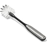 OXO Steel Bottle Brush with Replaceable Head | Long Flexible Neck, Dual Nylon Bristles, Non-Slip Grip, Clean Bottles, Cleaning Essentials, Dishwasher Safe