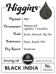 Higgins Black India Pigmented Drawing Ink - for