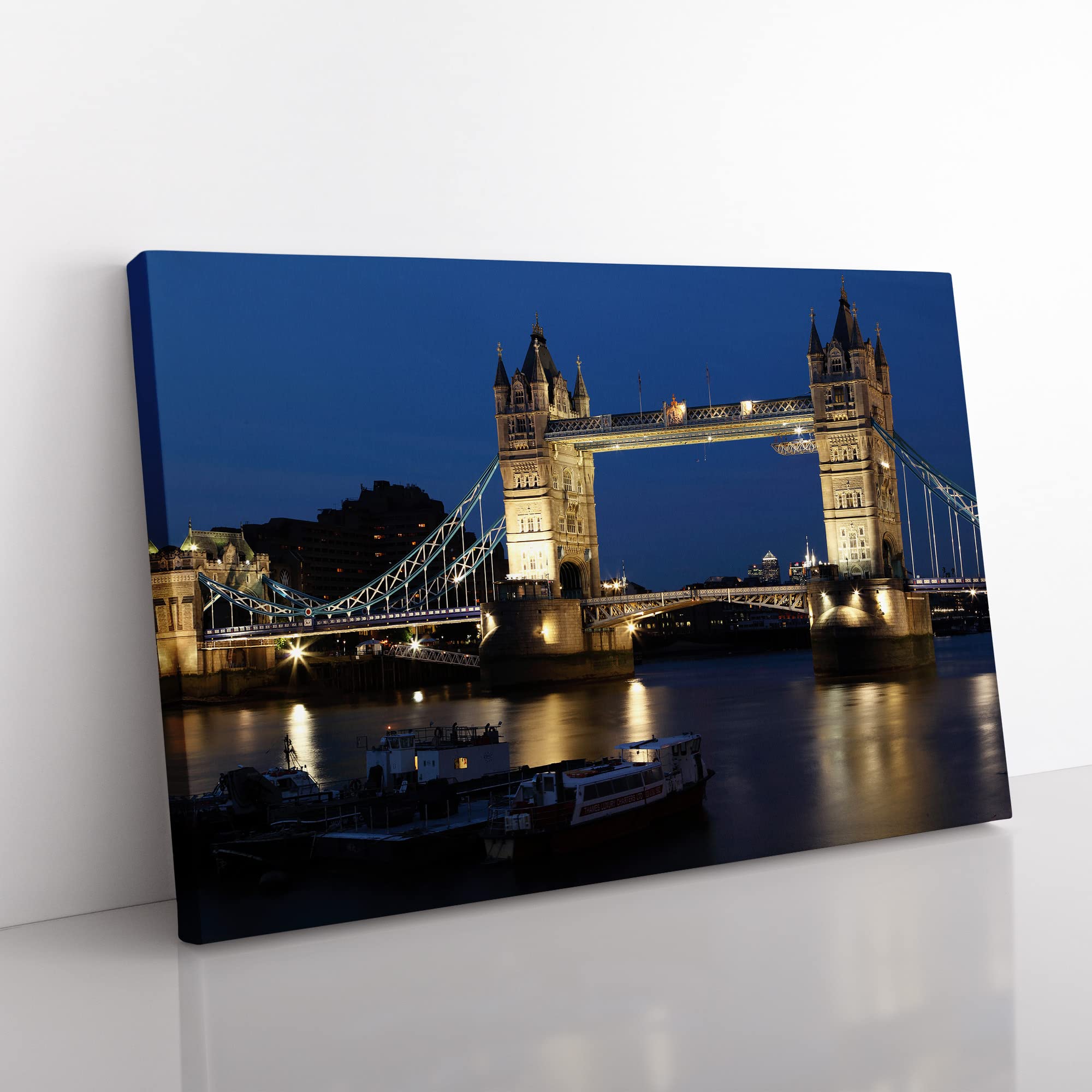 Tower Bridge London No.2 Modern Canvas Wall Art Print Ready to Hang, Framed Picture for Living Room Bedroom Home Office Décor, 50x35 cm (20x14 Inch)