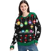 MGparty Ugly Christmas Sweater for Women 2025 Christmas Cute Light Up Sweaters Holiday Party Novelty Funny Pullover
