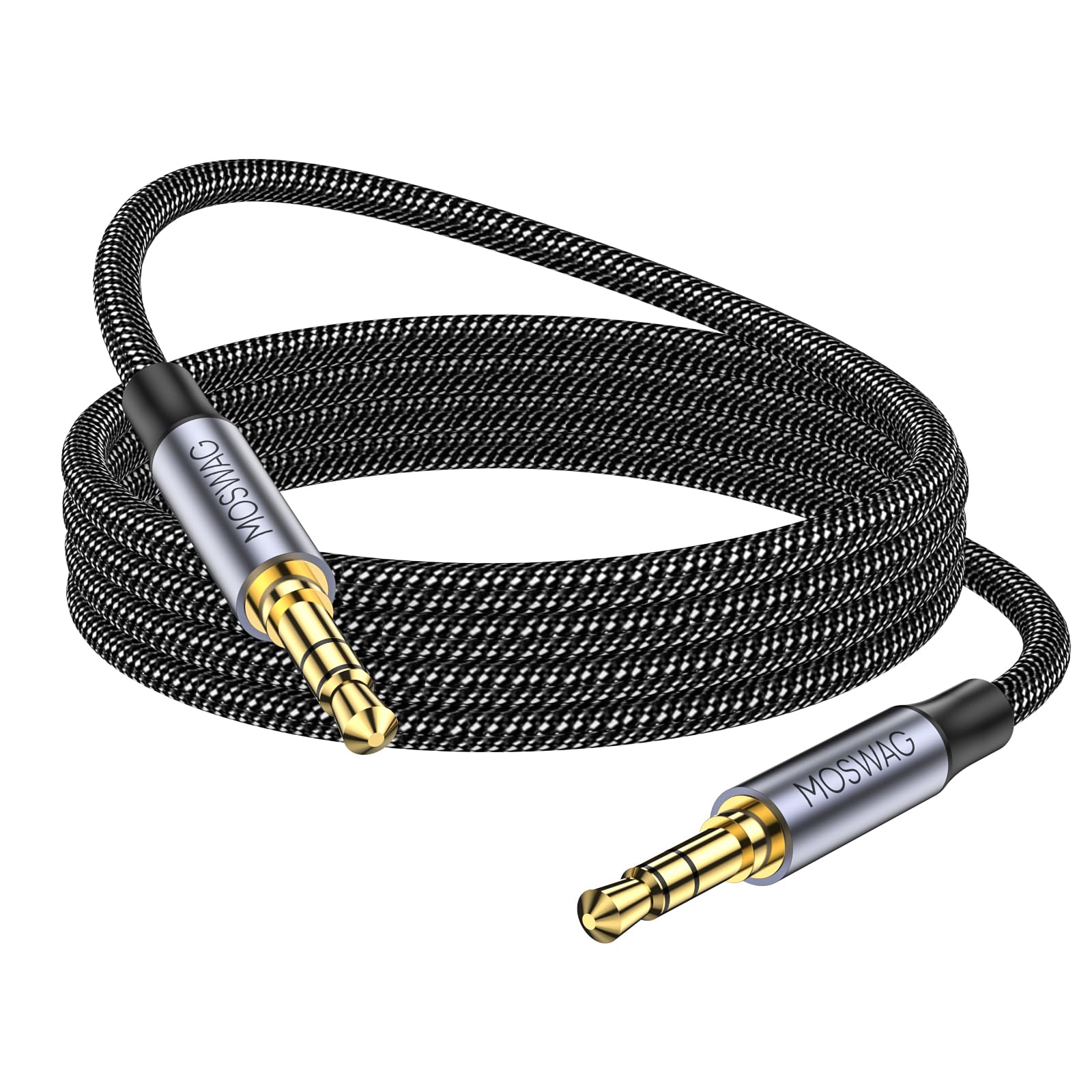 MOSWAG 32.8FT/10M 3.5mm Aux Cord to 3.5mm Audio Aux Jack Cable Male to Male aux Cable Nylon Braided Stereo Jack Cord for Phones,Headphones,Speakers,Tablets,PCs,Music Players and More