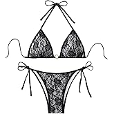 SISKIN Women's String Triangle Bikini Sets Swimsuit for Women 2 Piece Thong Bathing Suit with Side Tie Bikini Bottom