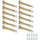 Amazon Basics Spring Door Stop - Polished Brass, 12-Pack