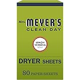 Mrs. Meyer’s Clean Day Dryer Sheets, Softens Fabric, Reduces Static, Cruelty Free Formula, Lemon Verbena Scent, 80 Count