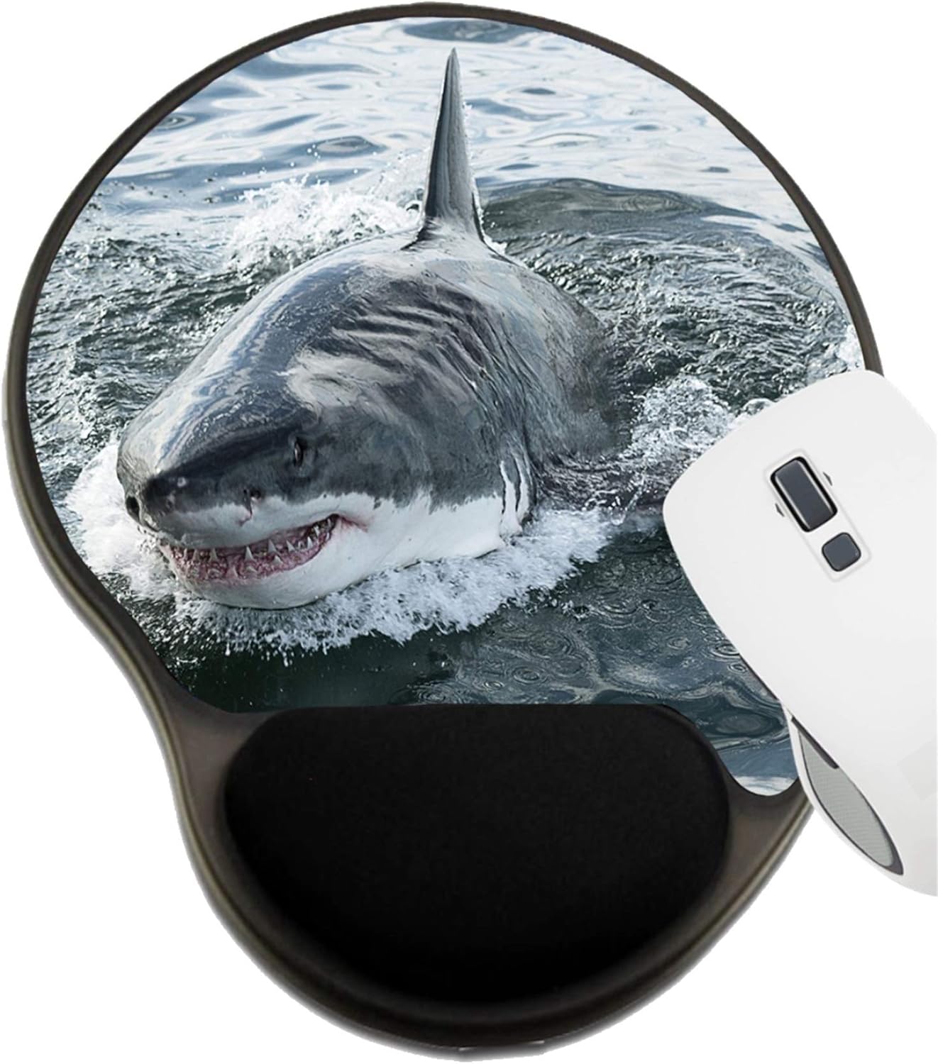 MSD Mousepad Wrist Rest Protected Mouse Pads, Mat with Wrist Support, Image ID: 32729223 Endangered Great White Shark Breaching The Water in The Ocean