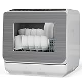 Sunvivi Portable Dishwasher with 152OZ Water Tank, 18" Countertop Dishwasher Machine fits up to 12" plates, Energy Star, 6 Preset Mode, 12H Delay Start, Small Dish Washer for Dorm RV&Apartment, White