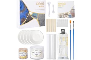 IIENJOY Kintsugi Repair Kit Gold, Food Safe Glue & Edible Gold Mica Powder for Ceramics and Porcelain Repair, Perfect for Beginners Restoring Meaningful Gifts, Japanese Art Kintsugi Craft