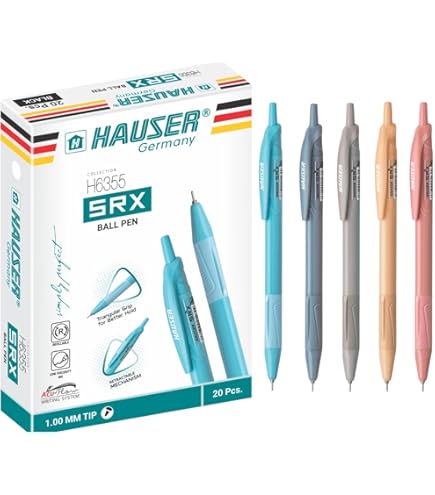 Hauser Aerox Gel Pen Wallet Pack | Classy Looks Body, Waterproof Gel Ink | Low-Viscosity Ink For Smudge Free Writing | Comfortable Rubber Grip | Blue Ink, Pack Of 10 Pens