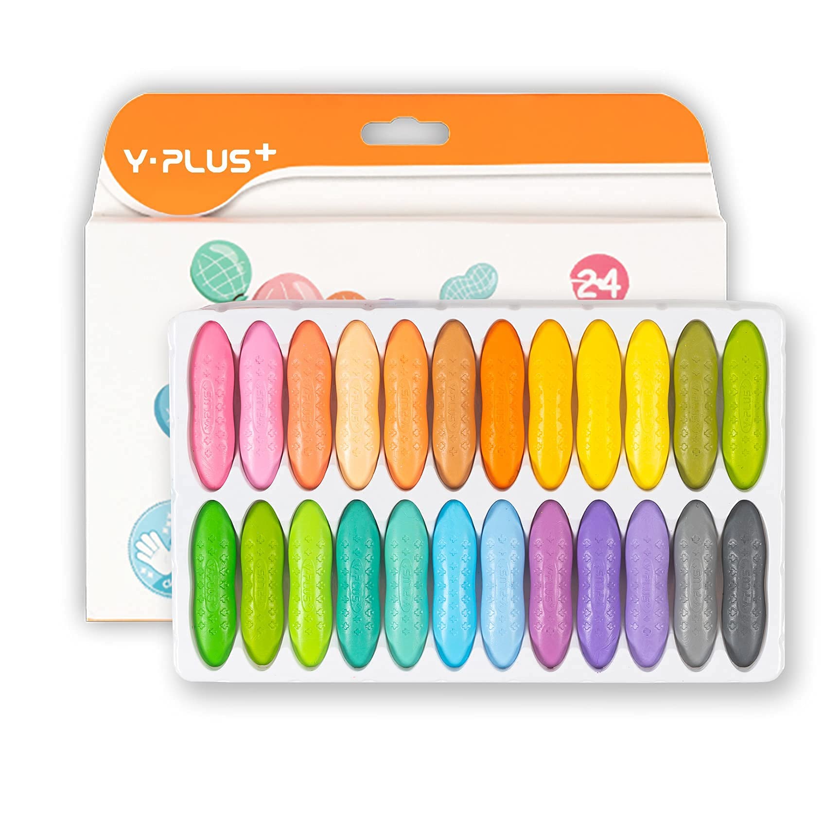YPLUS Peanut Crayons for Toddlers, Macaron 24 Colors Non-Toxic Crayons for Kids Ages 2-4, Easy to Hold Washable Toddler Crayon, Coloring Art Supplies Toys