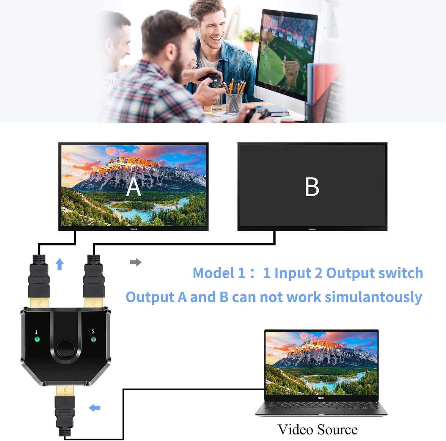 4K HDMI Bi-direction Switch Splitter Box,BolAAzuL 4K@60Hz Bi-direction HDMI Splitter 2 inputs 1 output or 1 in 2 out Display Selector,Bi-directional HDMI 2.0 Switcher Splitter for PS4,PC,apple TV etc.: Home Audio & Theater