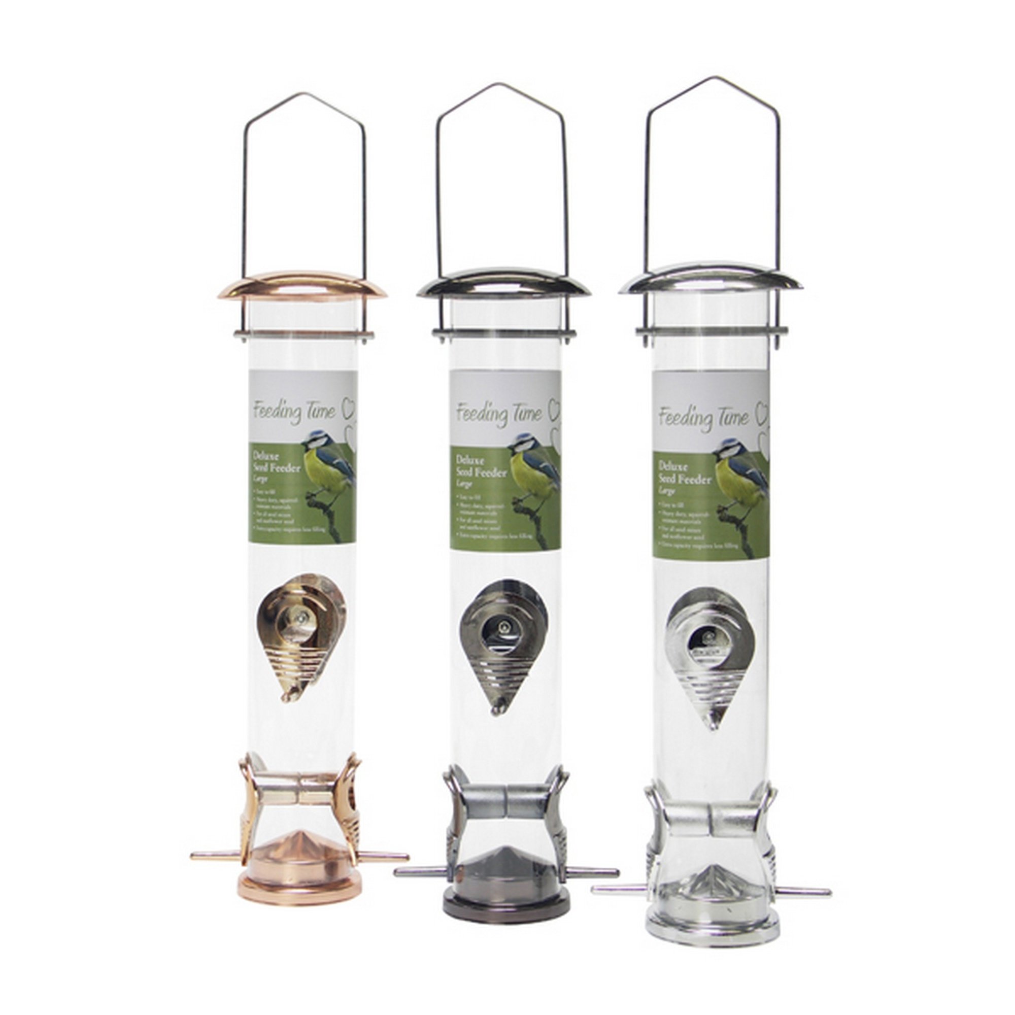 Rosewood Deluxe Feeding Time Bird Seed Feeder, Large, Transparent, VIT-30649