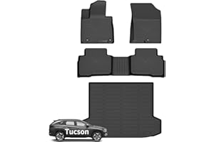 Wayhigh-for 2022 2023 2024 2025 Hyundai Tucson Hybrid(Not PHEV) All Weather Floor Mats and Cargo Liner Set TPE Car Mats Waterproof Heavy Duty Rubber Floor Liners for Tucson Hybrid Accessories- Black