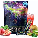 Yerba Mate Sticks Tea Powder - Strawberry Kiwi Single Serve Sticks - Instant Tea Powder On The Go - Nootropic, Prebiotic & Probiotic Mix with Vitamin B3, B6 & B12 - Sugar-Free - 20 Servings