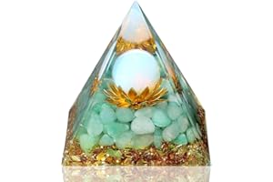LAIDANLA Orgone Pyramid Green Aventurine Healing Crystals Orgonite Pyramid Flower of Life Positive Energy Spiritual Reiki Gemstone Pyramid for Anti-Stress Inspirational Attracts Success Decor Gifts