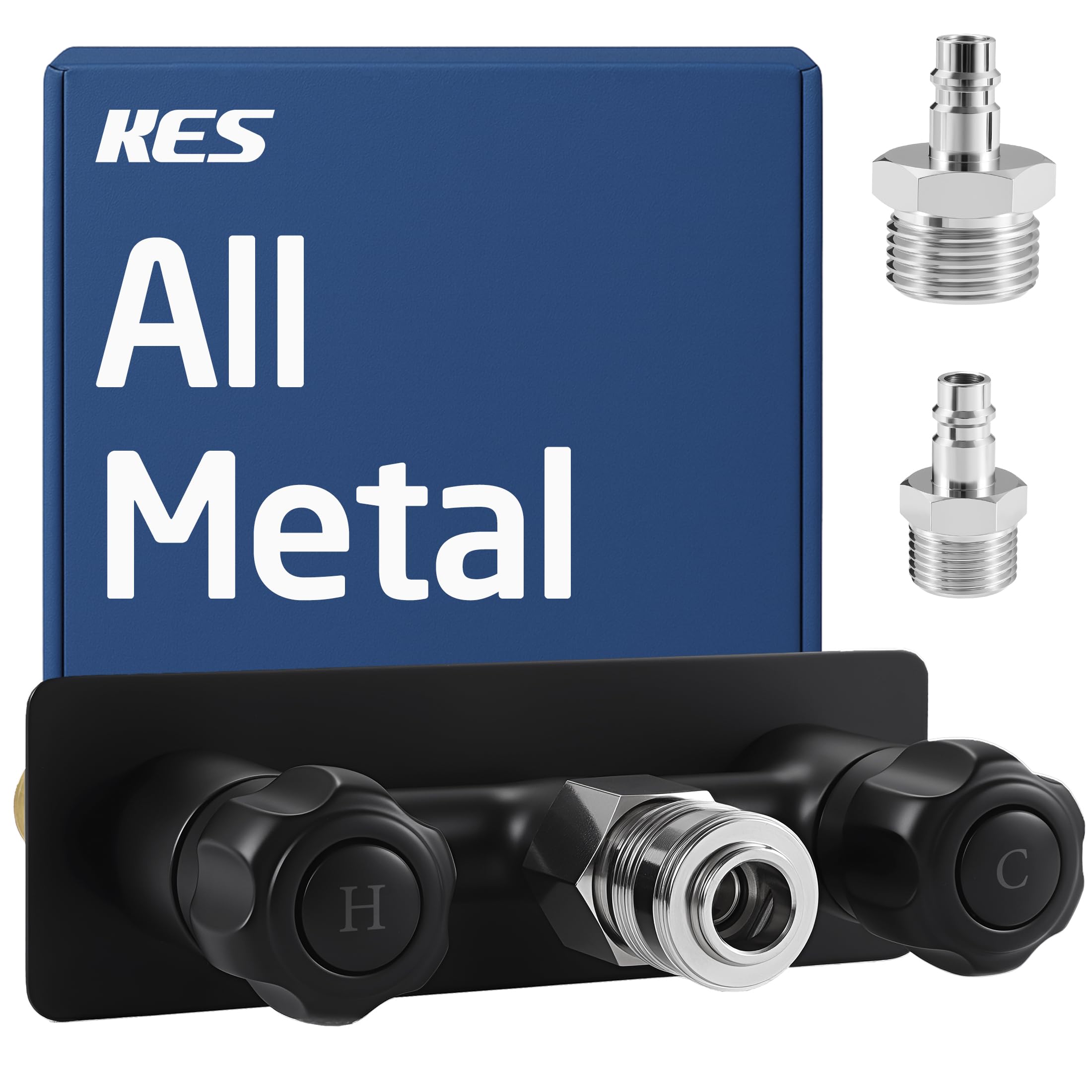 Photo 1 of All Metal RV Exterior Shower Faucet with 18/8 Stainless Steel Quick Connectors, KES 4 inch Leak Free RV Outdoor Camper Shower Faucet (Valve Body Only, Showerhead Not Included), Black, LG6106-BK