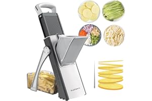 SupMaKin Upgrade Safe Mandoline Slicer for Kitchen, Bigger Size Adjustable Vegetable Chopper,Potato Slicer Fry Cutter, Kitchen Chopping Artifact (GrayWhite)