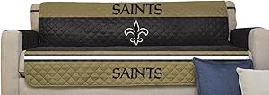 NFL New Orleans Saints Sofa Couch Reversible Furniture Protector with Elastic Straps, 75-inches by 110-inches