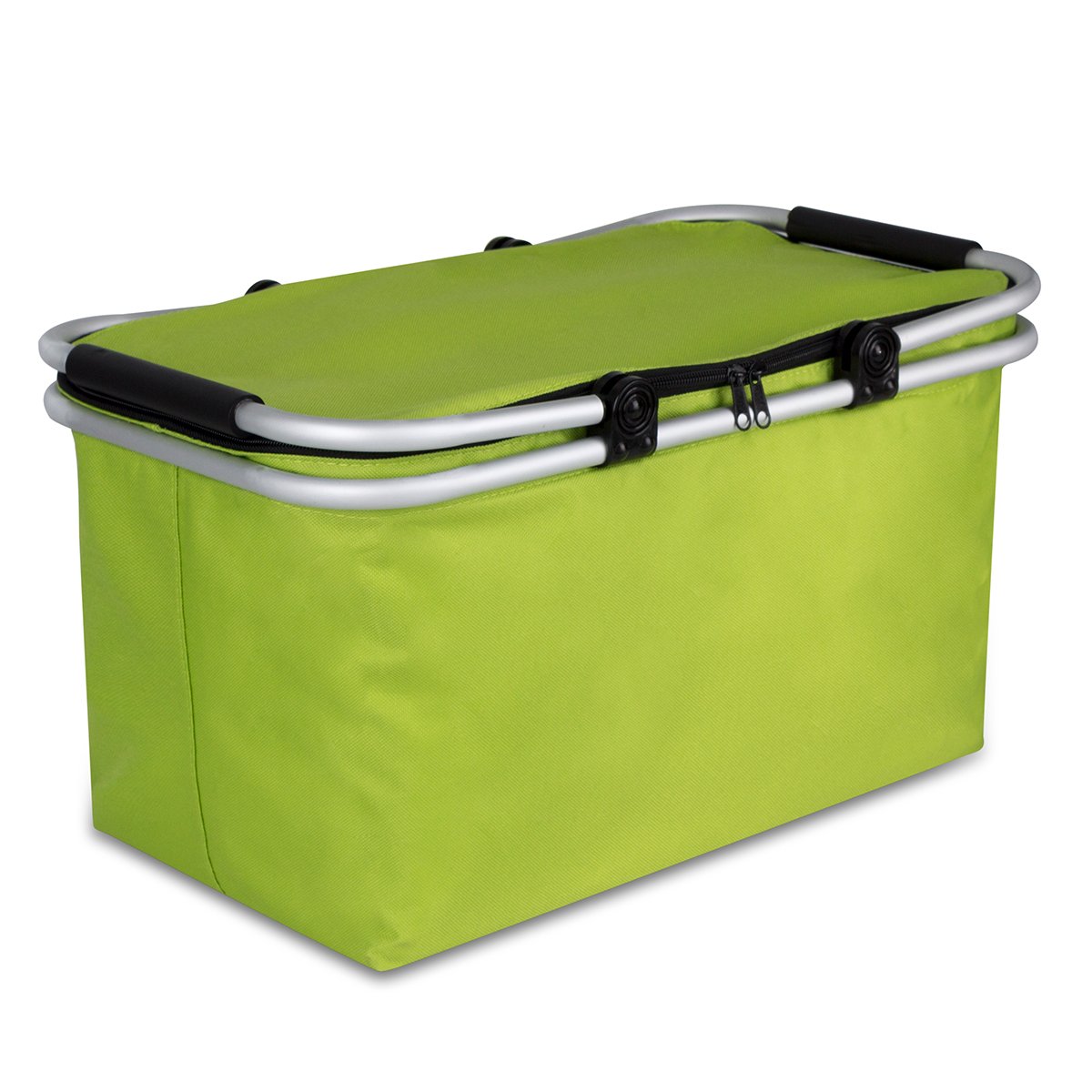 WISHPOOL Oxford Cloth Insulated Lunch Bag Reusable Collapsible Cooler Tote Box for Picnic Hiking (Green)