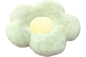 YILANLAN Cute Flower Cushion Plush Floor Pillow Casual Comfortable Pillow Office Living Room Bed Decoration Cushion Simple Room Decoration (40cm, Green)