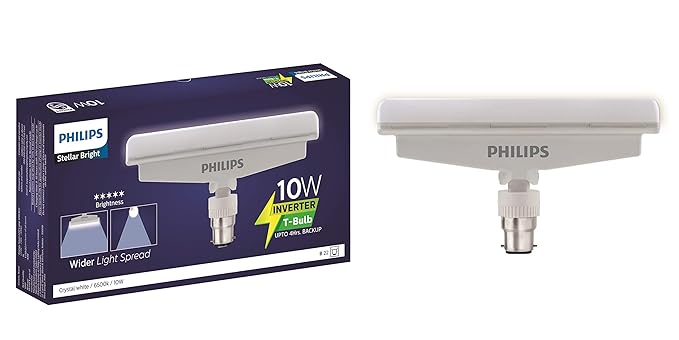 Philips StellarBright Inverter T-Bulb 10 Watt Rechargeable Emergency LED Bulb for Home,