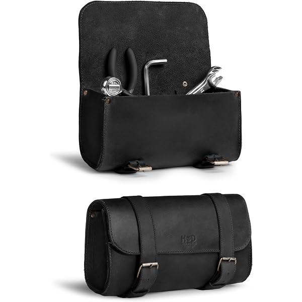 Amazon.com: The Vintage Stuff Leather Handlebar Bag Brown Saddle