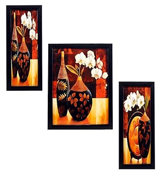 Indianara Framed Wooden Hanging Wall Art (Multicolour) Pack of 3